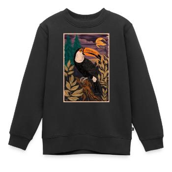 Mystischer Tukan im Mondschein - Kinder Premium Organic Sweatshirt - Schwarz - Vorne - AI Model Kid Female (0cm)