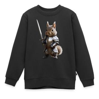 écureuil chevalier épée 1 - Sweat Premium enfant bio - noir - Devant - AI Model Kid Female (0cm)