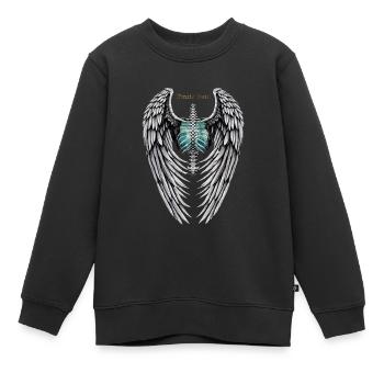 FLÜGEL-PIRAT - Kinder Premium Organic Sweatshirt - Schwarz - Vorne - AI Model Kid Female (0cm)