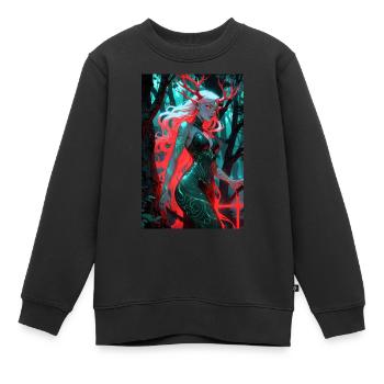 Anime Forêt Fille Manga - Sweat Premium enfant bio - noir - Devant - AI Model Kid Female (0cm)