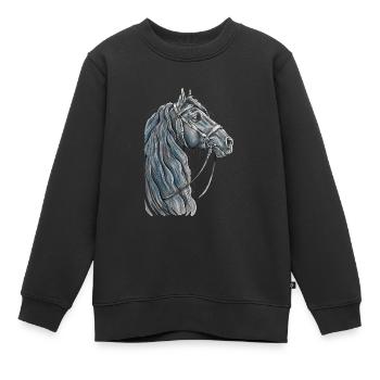 Schwarzer Friese Portrait - Kinder Premium Organic Sweatshirt - Schwarz - Vorne - AI Model Kid Female (0cm)