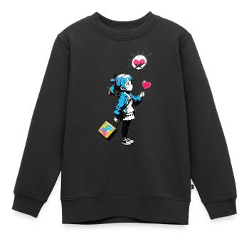 Streetart Mädchen 23244 - Kinder Premium Organic Sweatshirt - Schwarz - Vorne - AI Model Kid Female (0cm)