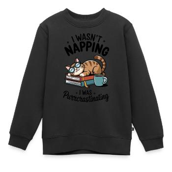 Tier - Schnurren - Kinder Premium Organic Sweatshirt - Schwarz - Vorne - AI Model Kid Female (0cm)