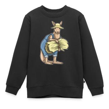 Känguru Landwirt Stroh Bauernhof - Kinder Premium Organic Sweatshirt - Schwarz - Vorne - AI Model Kid Female (0cm)