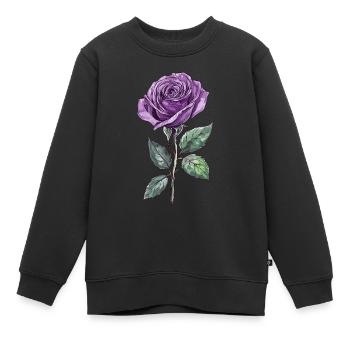 Purple Rose Lila Rose - Kinder Premium Organic Sweatshirt - Schwarz - Vorne - AI Model Kid Female (0cm)