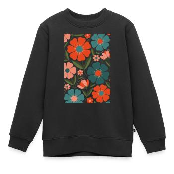 Boho Flora Blumen - Kinder Premium Organic Sweatshirt - Schwarz - Vorne - AI Model Kid Female (0cm)