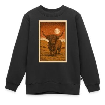Schottisches Highlander-Rind - Kinder Premium Organic Sweatshirt - Schwarz - Vorne - AI Model Kid Female (0cm)
