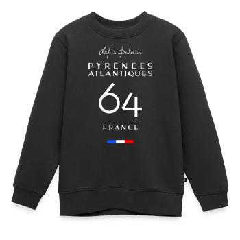 La vie dans les Pyrénées Atlantiques Numéro 64 - Sweat Premium enfant bio - noir - Devant - AI Model Kid Female (0cm)