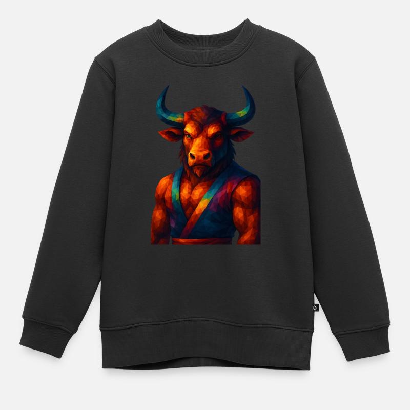 Animaux de style WPAP - Minotaure en pose - Sweat Premium enfant bio - noir