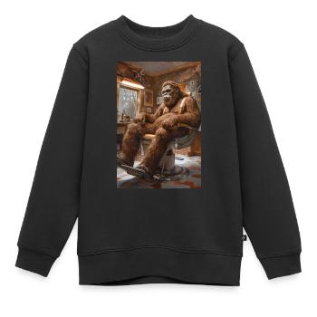 Sasquatch im Barber Shop - Kinder Premium Organic Sweatshirt - Schwarz - Vorne - AI Model Kid Female (0cm)
