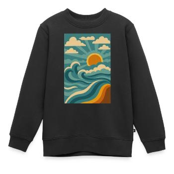 Wellen der Nostalgie - Kinder Premium Organic Sweatshirt - Schwarz - Vorne - AI Model Kid Female (0cm)