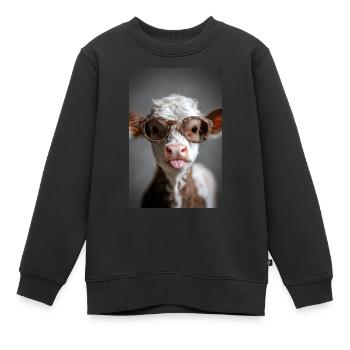 Veau frais avec attitude - Sweat Premium enfant bio - noir - Devant - AI Model Kid Female (0cm)