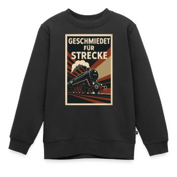 Eisenbahn geschmiedet für Strecke Güterzug - Kinder Premium Organic Sweatshirt - Schwarz - Vorne - AI Model Kid Female (0cm)