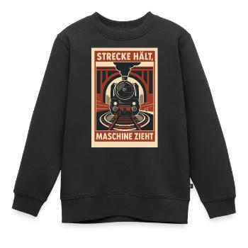 Eisenbahn Strecke hält Maschine zieht - Kinder Premium Organic Sweatshirt - Schwarz - Vorne - AI Model Kid Female (0cm)