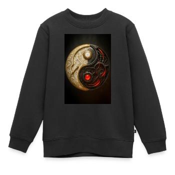 Cyber Yin Yang Gleichgewicht - Kinder Premium Organic Sweatshirt - Schwarz - Vorne - AI Model Kid Female (0cm)