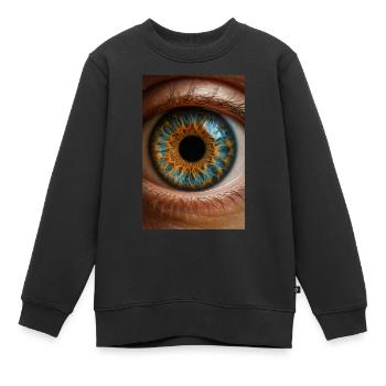 Feurige blaue Iris Nahaufnahme - Kinder Premium Organic Sweatshirt - Schwarz - Vorne - AI Model Kid Female (0cm)