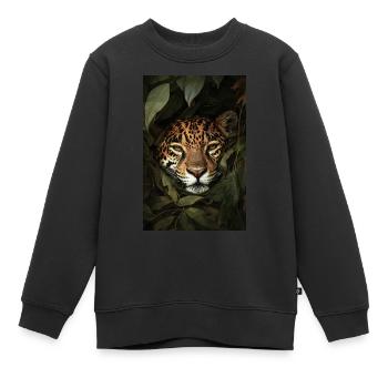 Jaguar Hidden in the Jungle - Kids Premium Organic Sweatshirt - black - Front - AI Model Kid Female (0cm)