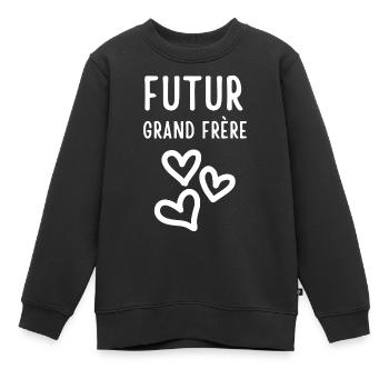 futur Grand Frere - Sweat Premium enfant bio - noir - Devant - AI Model Kid Female (0cm)