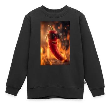 Mr. Chili bringt die Hitze - Kinder Premium Organic Sweatshirt - Schwarz - Vorne - AI Model Kid Female (0cm)