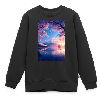 Ruhiger Blick auf den Mount Fuji - Kinder Premium Organic Sweatshirt - Schwarz - Vorne - AI Model Kid Female (0cm)