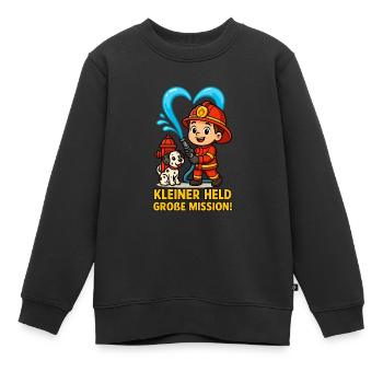 Petit héros, grande mission - Sweat Premium enfant bio - noir - Devant - AI Model Kid Female (0cm)