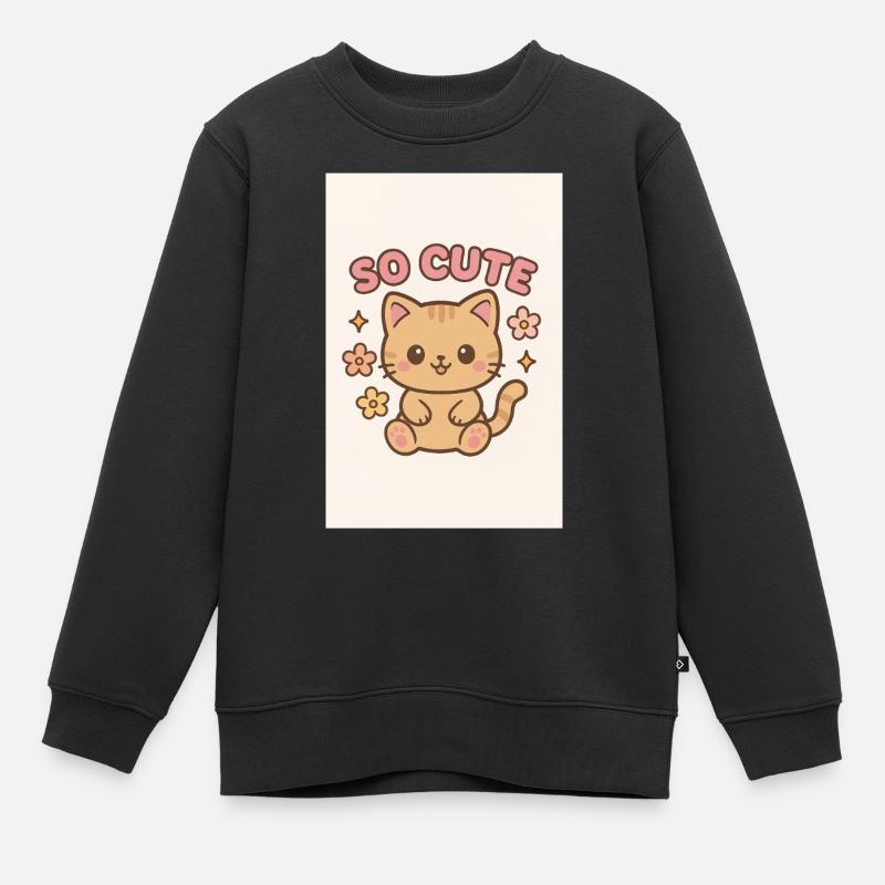 Un design de chat si mignon - Sweat Premium enfant bio - noir