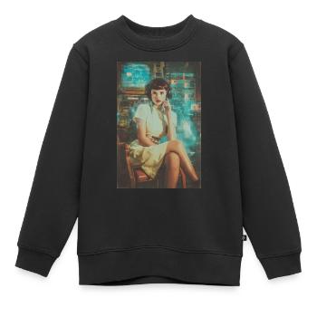 Retro-Sci-Fi-Betreiber - Kinder Premium Organic Sweatshirt - Schwarz - Vorne - AI Model Kid Female (0cm)