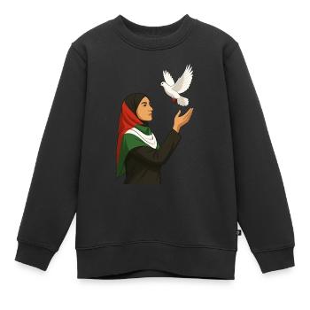 Palästina Friedenstaube - Kinder Premium Organic Sweatshirt - Schwarz - Vorne - AI Model Kid Female (0cm)