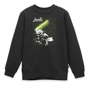 Star Wars Meister Yoda Mit Grünem Lichtschwert - Kinder Premium Organic Sweatshirt - Schwarz - Vorne - AI Model Kid Female (0cm)