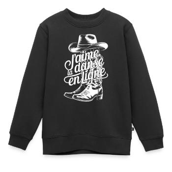 Botte Cowboy et lettrage fluide - Sweat Premium enfant bio - noir - Devant - AI Model Kid Female (0cm)
