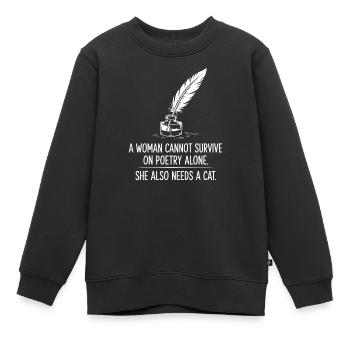 Poesie und Katzen - Kinder Premium Organic Sweatshirt - Schwarz - Vorne - AI Model Kid Female (0cm)