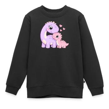 Süße Mama & Baby Dino mit Herz - Kinder Premium Organic Sweatshirt - Schwarz - Vorne - AI Model Kid Female (0cm)