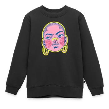 Black female portrait #9 - Kinder Premium Organic Sweatshirt - Schwarz - Vorne - AI Model Kid Female (0cm)
