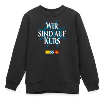 Wir sind auf Kurs – Maritime Signalflaggen - Kinder Premium Organic Sweatshirt - Schwarz - Vorne - AI Model Kid Female (0cm)