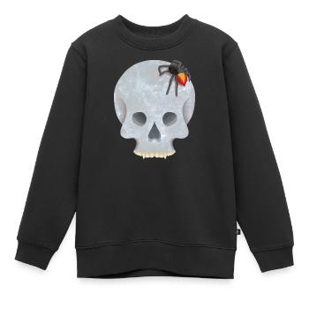 Schädel mit Spinne - Kinder Premium Organic Sweatshirt - Schwarz - Vorne - AI Model Kid Female (0cm)