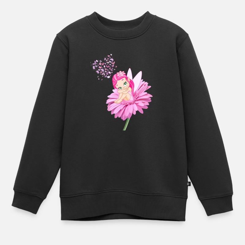 Papillons de fleurs de fée - Sweat Premium enfant bio - noir