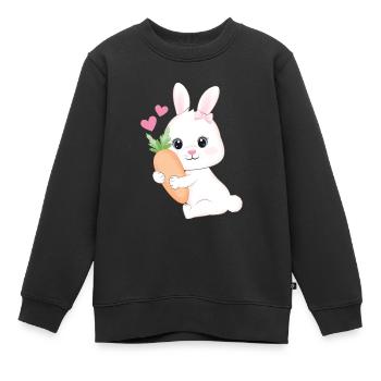 Lapin à la carotte Vêtements pour bébés Vêtements pour enfants - Sweat Premium enfant bio - noir - Devant - AI Model Kid Female (0cm)