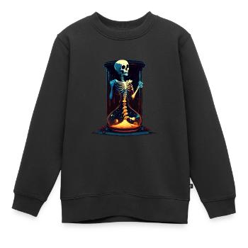 Menschliches Skelett als Sanduhr - Horror Comic - Kinder Premium Organic Sweatshirt - Schwarz - Vorne - AI Model Kid Female (0cm)
