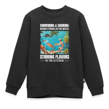 Schwimmen und Kochen - Kinder Premium Organic Sweatshirt - Schwarz - Vorne - AI Model Kid Female (0cm)