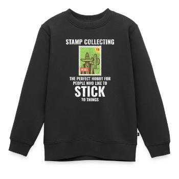 Philatéliste collectionneur collectionneur de timbres - Sweat Premium enfant bio - noir - Devant - AI Model Kid Female (0cm)