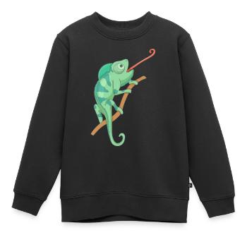 Grünes Chamäleon - Kinder Premium Organic Sweatshirt - Schwarz - Vorne - AI Model Kid Female (0cm)