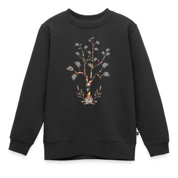 Arbre fleuri feuilles plumes blanches - Sweat Premium enfant bio - noir - Devant - AI Model Kid Female (0cm)