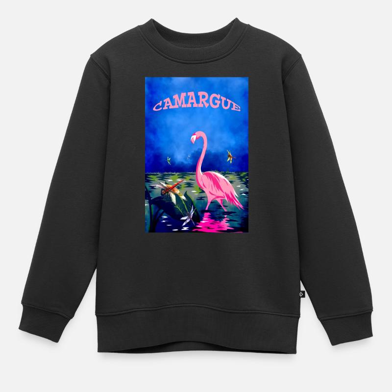 Flamant rose Camargue - Sweat Premium enfant bio - noir