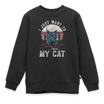Katzen Stubentiger Wildkatze Katzenhaare - Kinder Premium Organic Sweatshirt - Schwarz - Vorne - AI Model Kid Female (0cm)