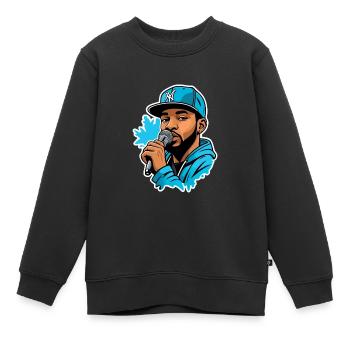 MC avec micro - Sweat Premium enfant bio - noir - Devant - AI Model Kid Female (0cm)