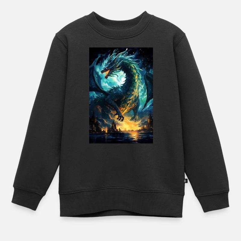 Drache - Kinder Premium Organic Sweatshirt - Schwarz