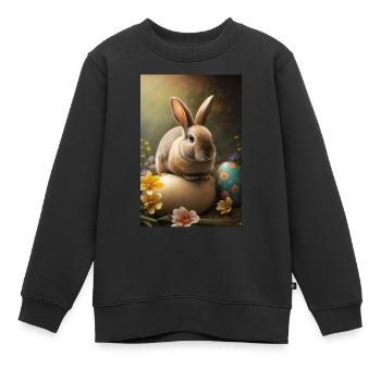 Lapin de Pâques - Sweat Premium enfant bio - noir - Devant - AI Model Kid Female (0cm)