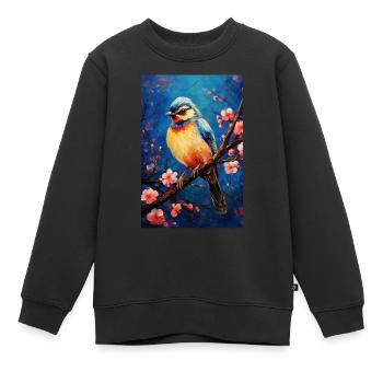 Moineau - Sweat Premium enfant bio - noir - Devant - AI Model Kid Female (0cm)
