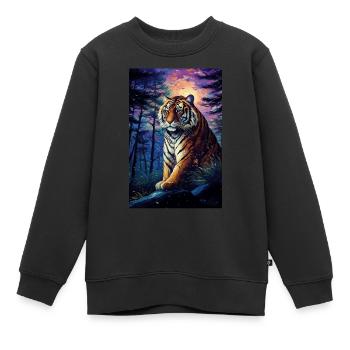 Tigre - Sweat Premium enfant bio - noir - Devant - AI Model Kid Female (0cm)