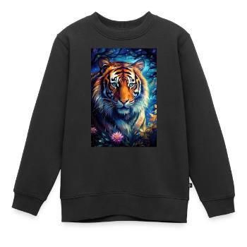 Tigre - Sweat Premium enfant bio - noir - Devant - AI Model Kid Female (0cm)